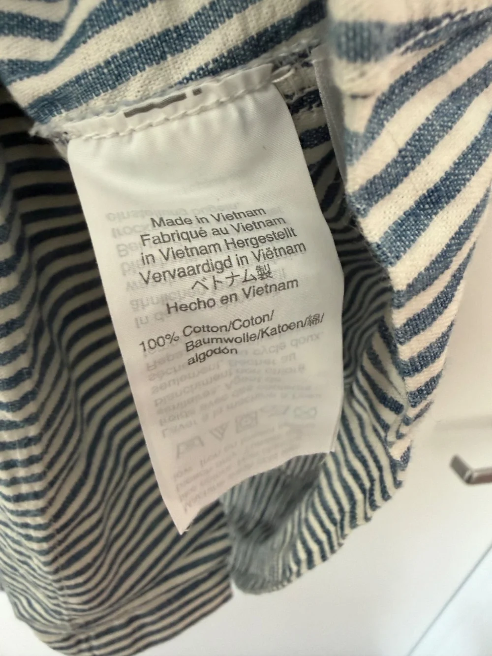 Madewell Palisade blue white striped tie button-front midi skirt, size 2